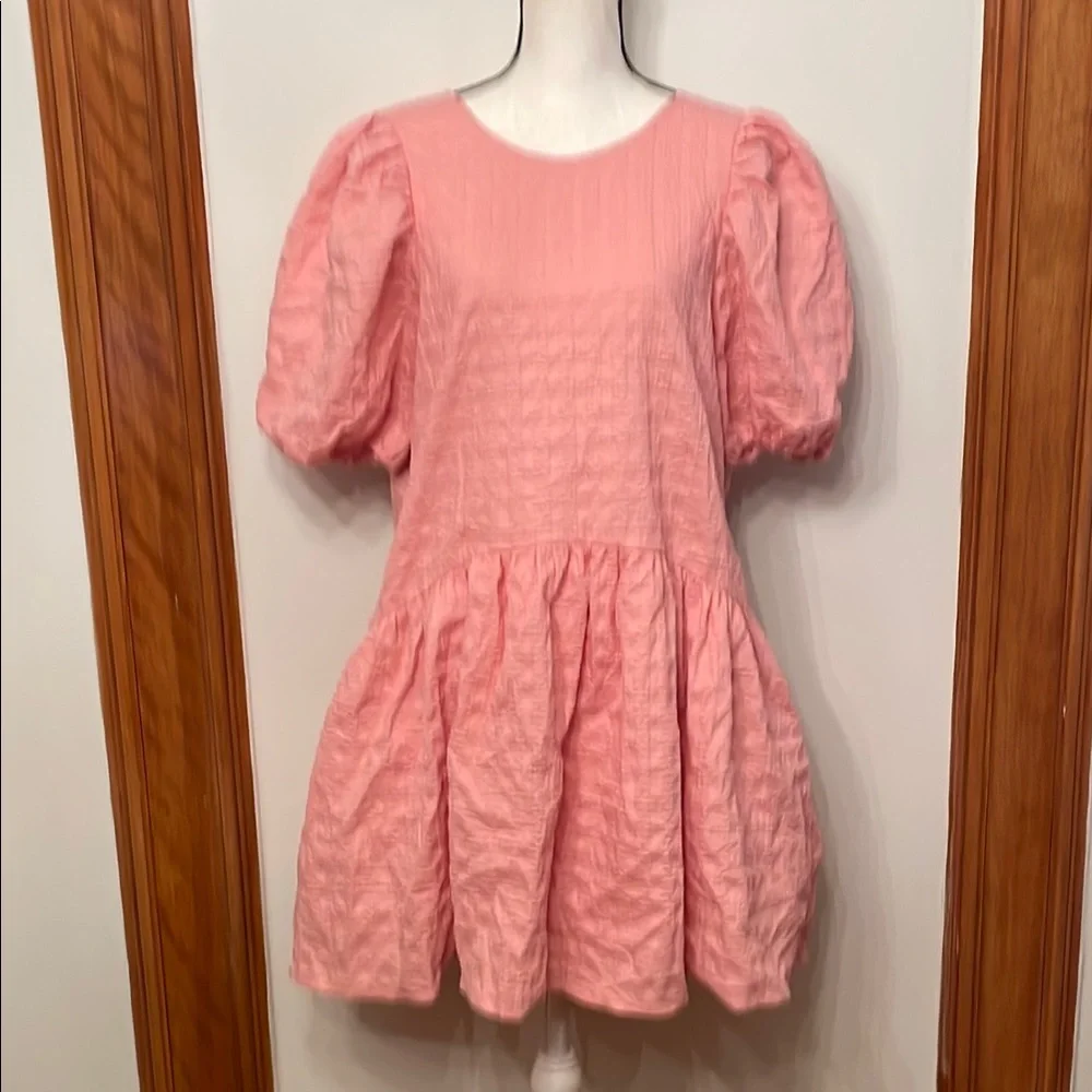 English Factory Pink Puff Sleeve Sundress - Picture 1 of 3
